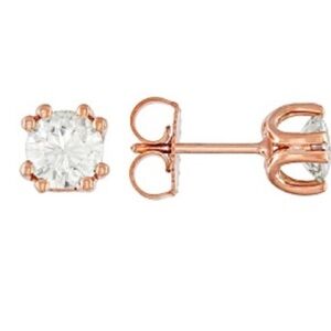 MOISSANITE FIRE(R) 1.00CTW DEW ROUND 14K ROSE GOLD OVER STERLING SILVER STUD EAR